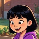 Maya smiling in her purple jacket