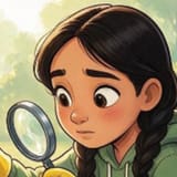 Sofia looking through her magnifying glass